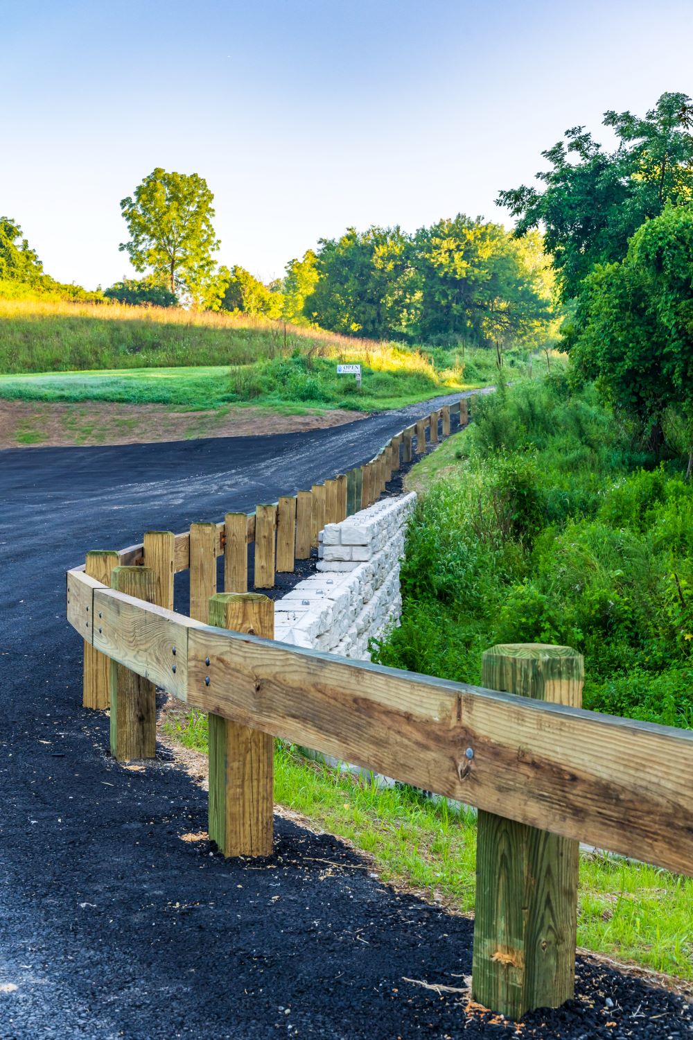 Timber Rail on Road Curve